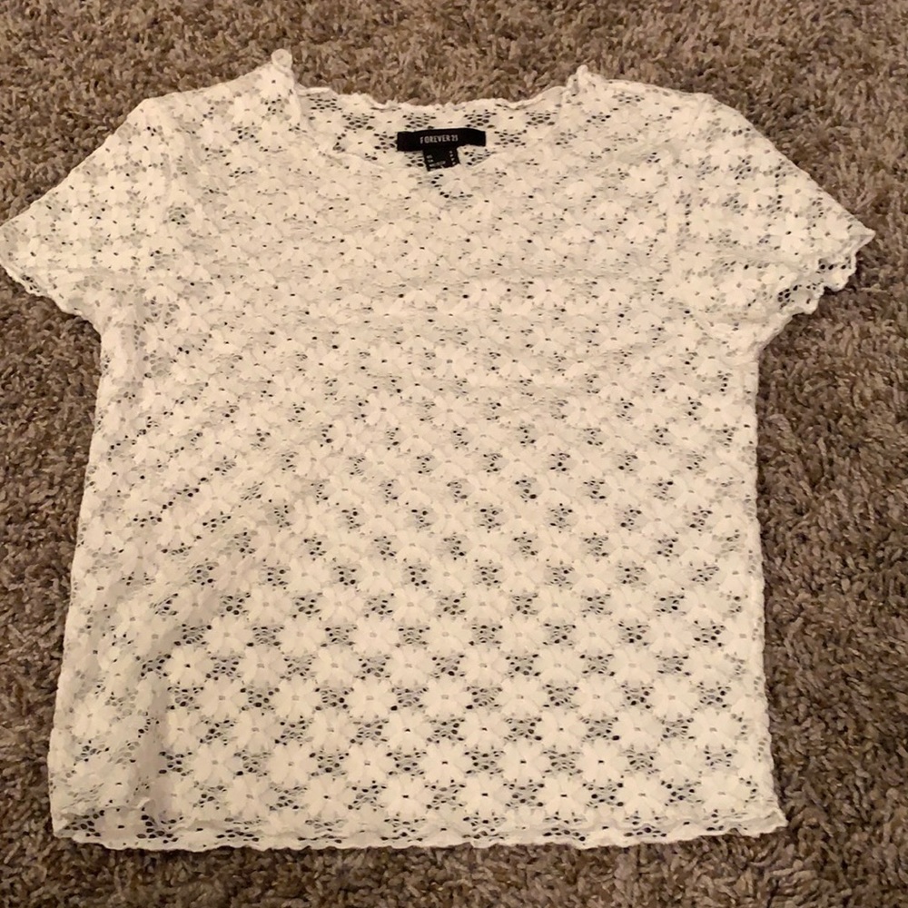 Forever 21 see-through floral crop top